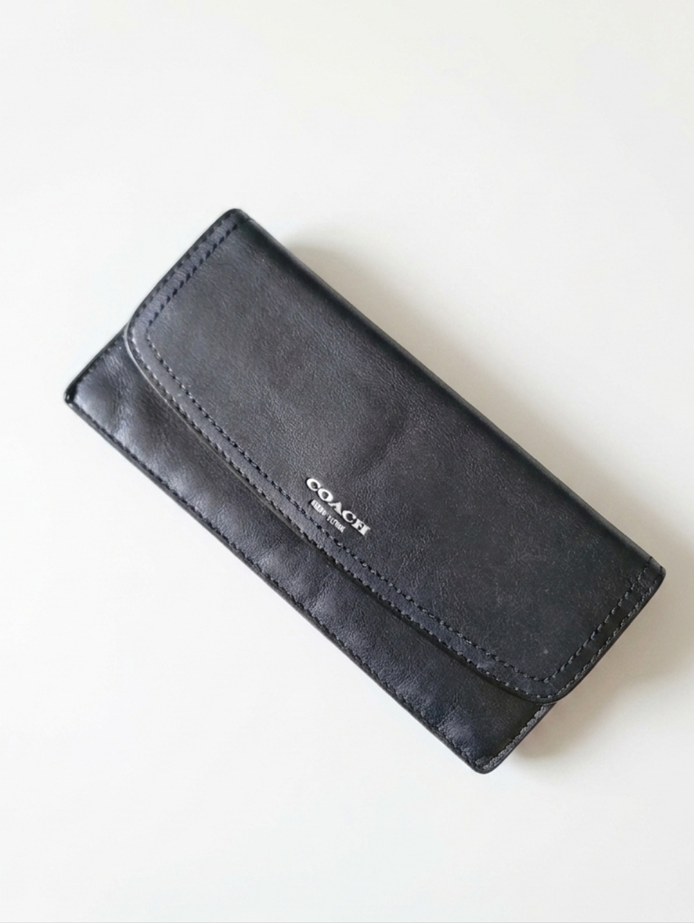 Coach Black Leather Slim Envelope Wallet